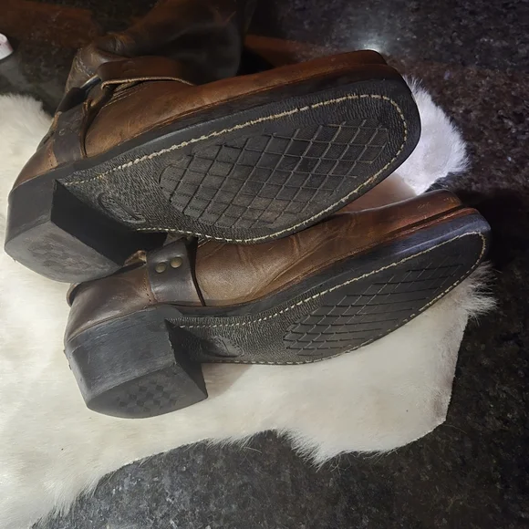 Frye Brown Leather Harness Boots 12R Size 9 Motercycle Boho Western Cowgirl - Picture 10 of 16